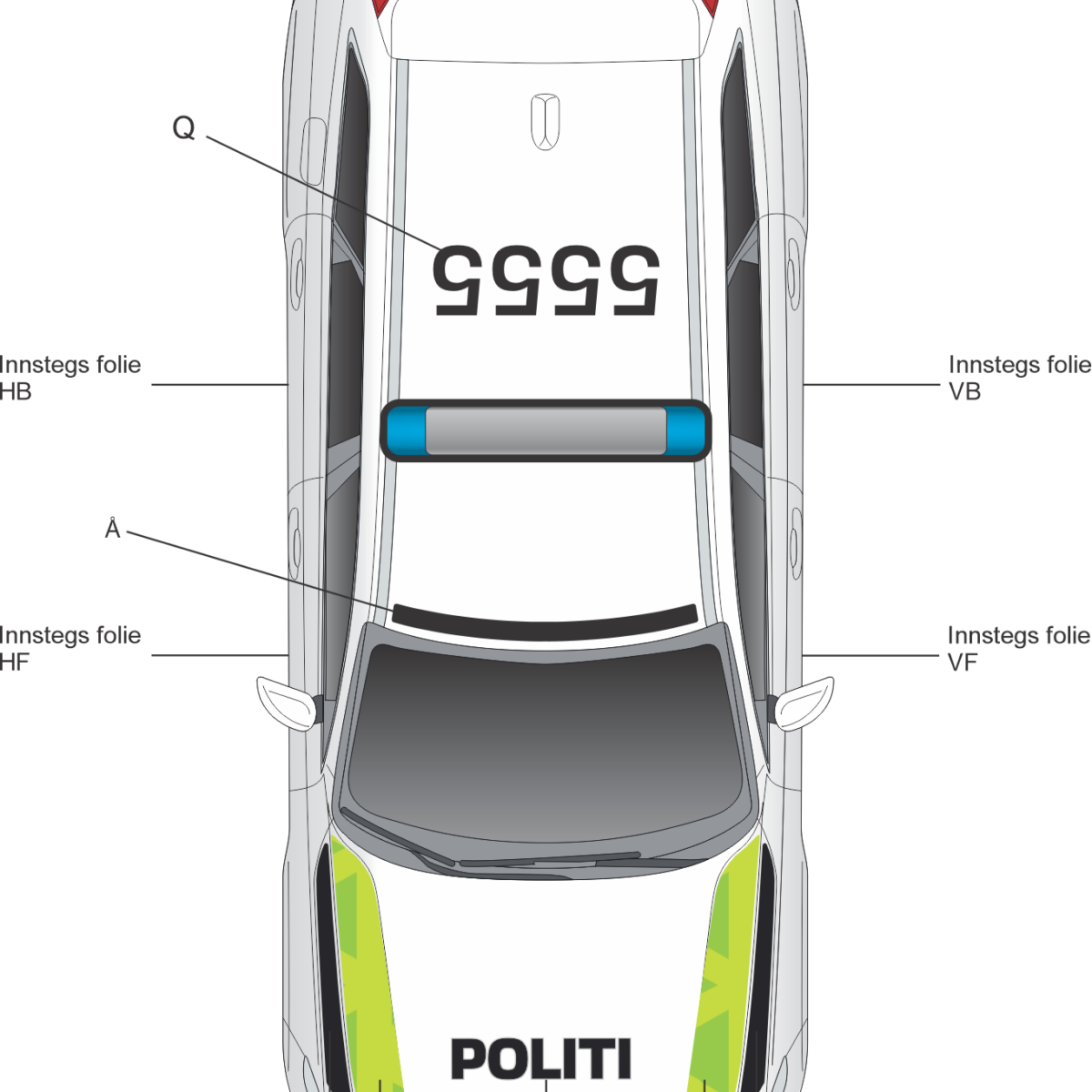 Uniformering av tak til Volvo V90 CC Politi
