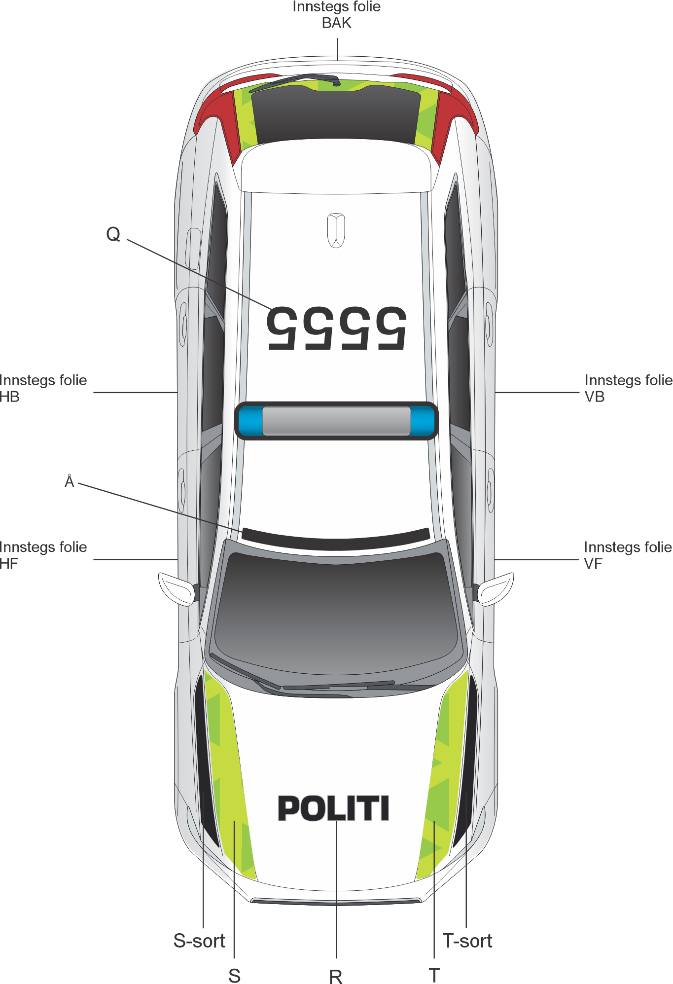 Uniformering av tak til Volvo V90 CC Politi