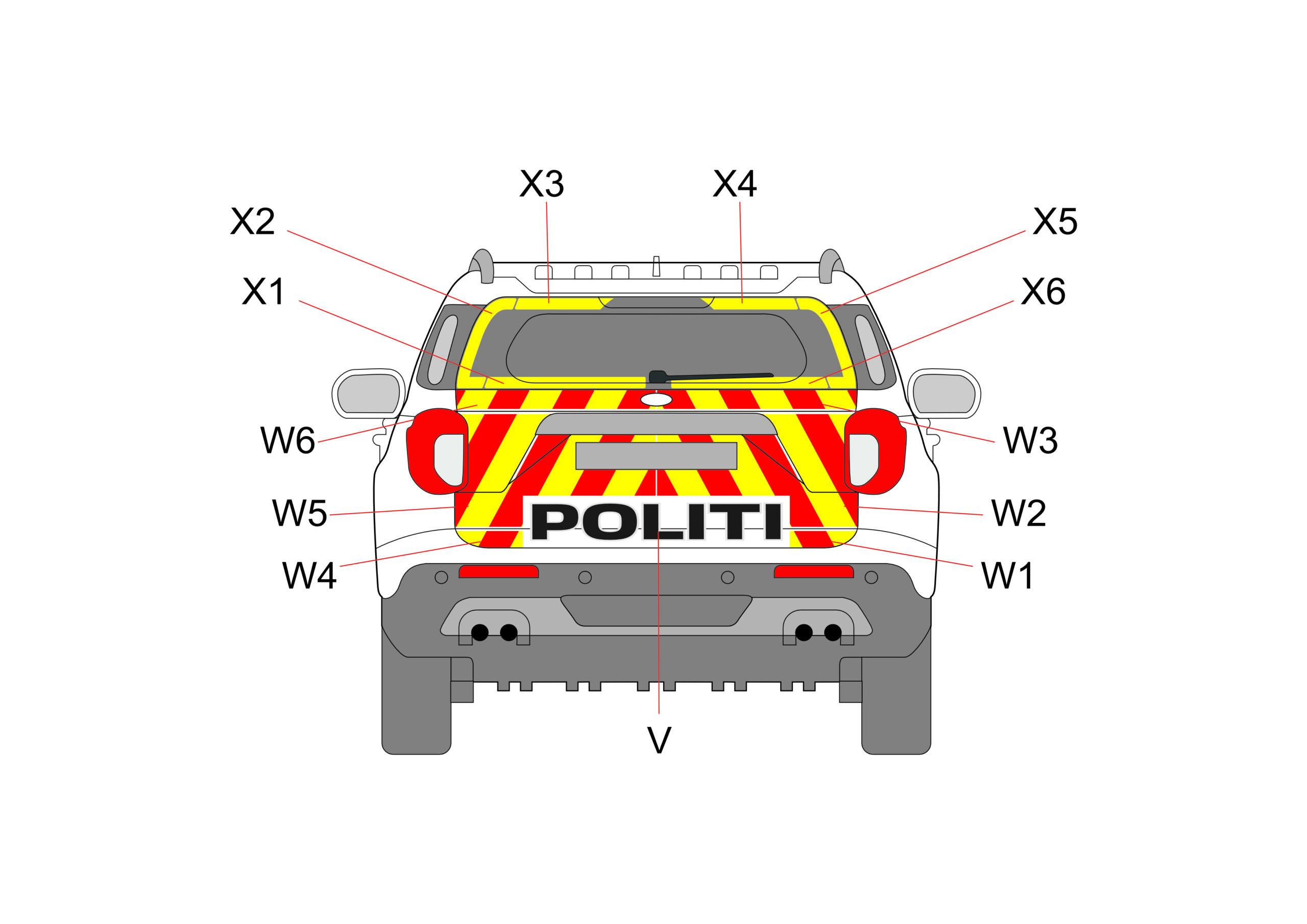 Uniformering av bakside til Ford Explorer Politi