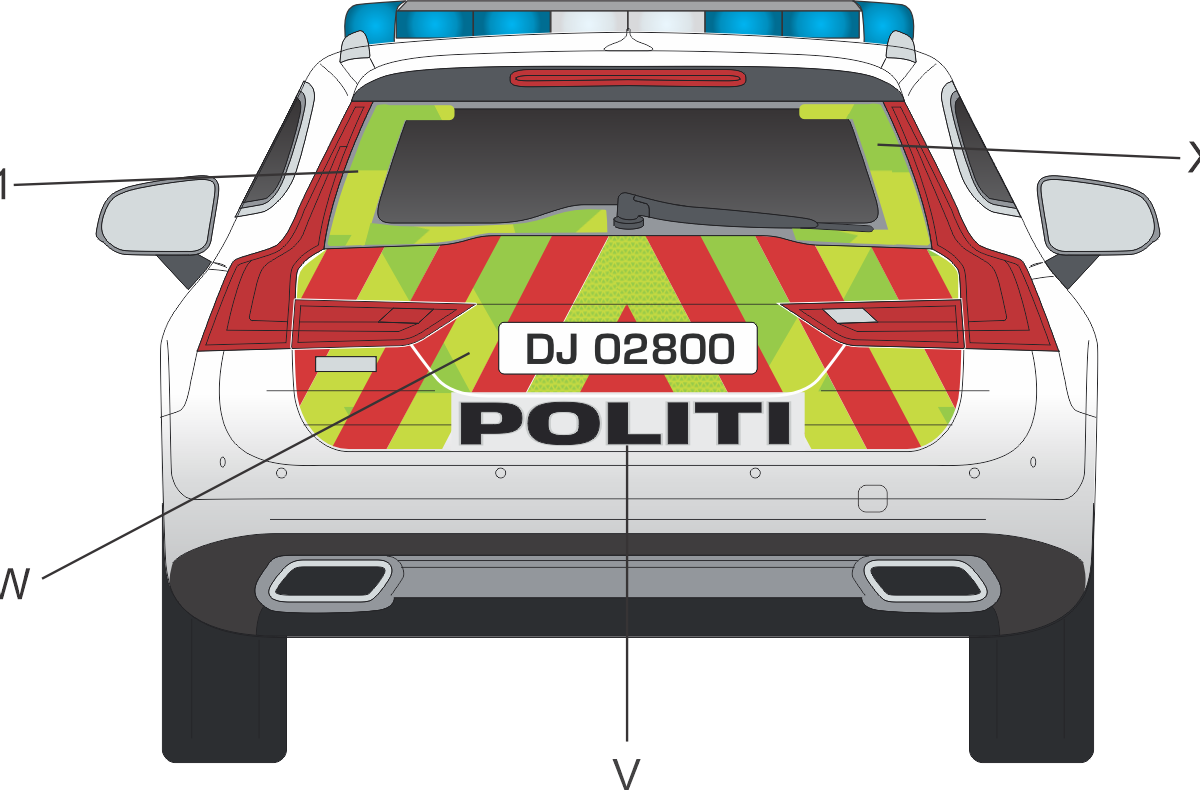 Uniformering av bakside til Volvo V90 CC Politi