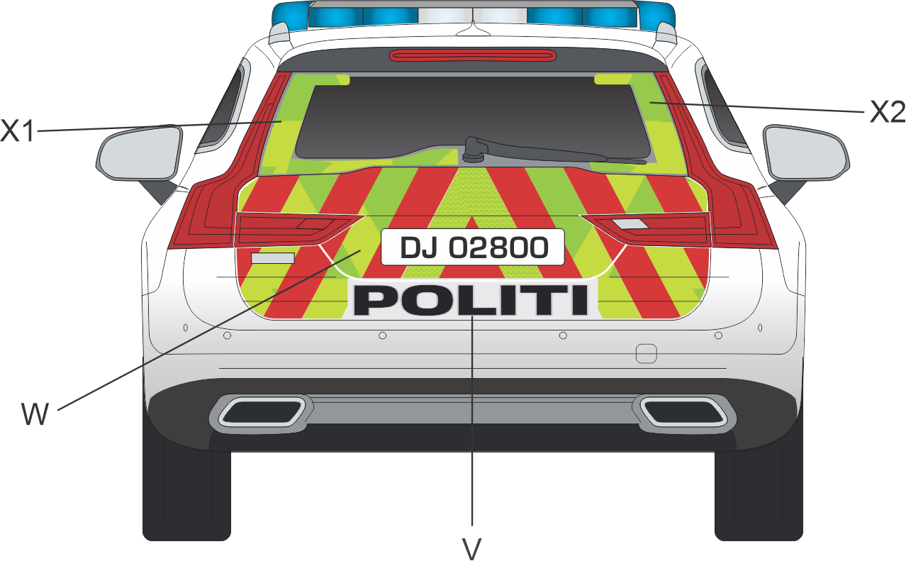 Uniformering av bakside til Volvo V90 CC Politi