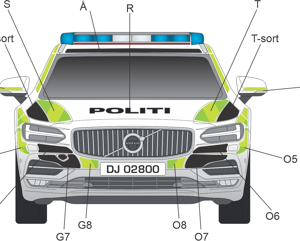 Uniformering av front til Volvo V90 CC Politi