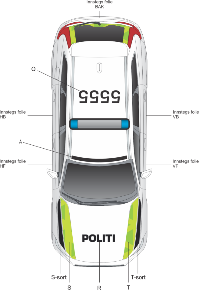 Uniformering av tak til Volvo V90 CC Politi