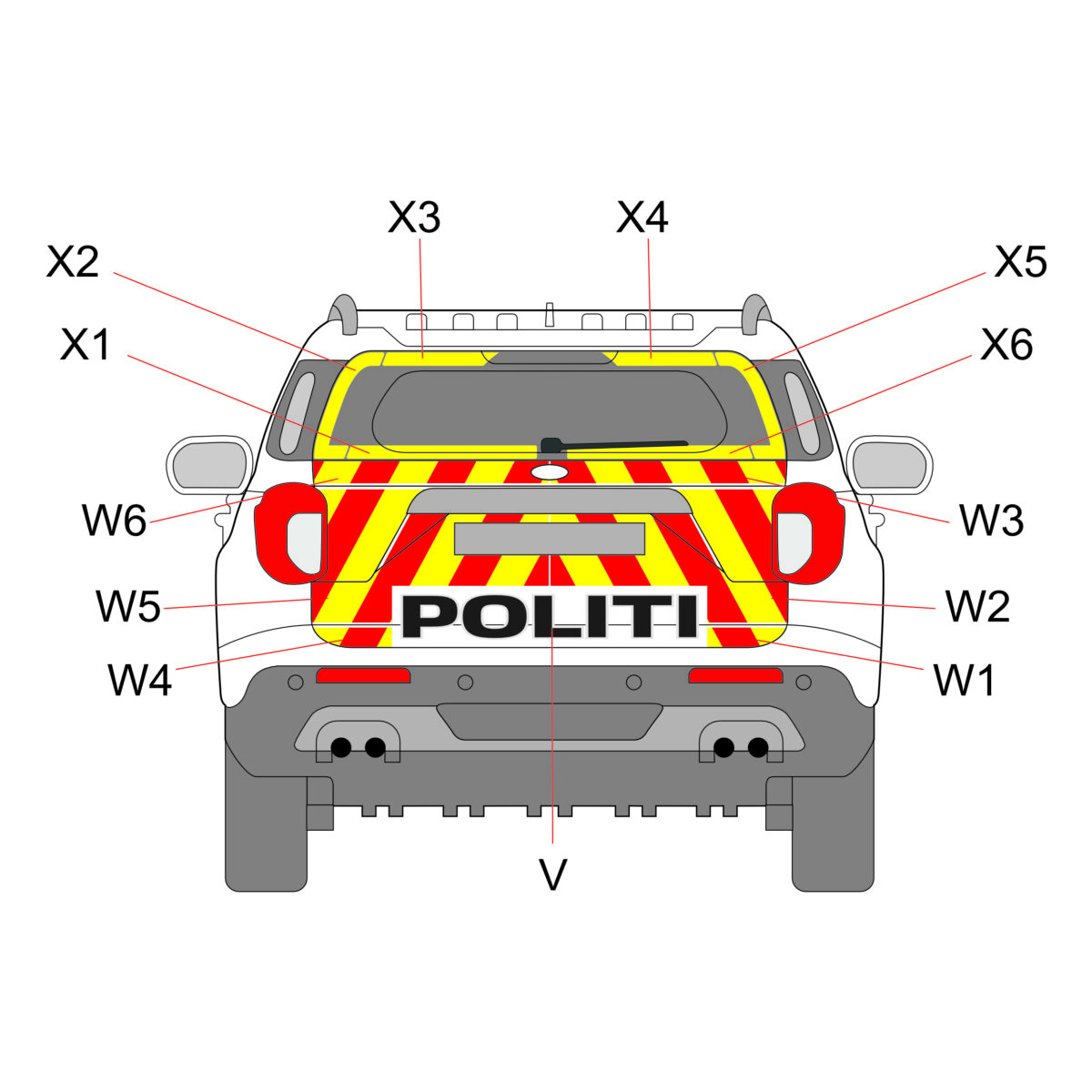 Uniformering av bakside til Ford Explorer Politi