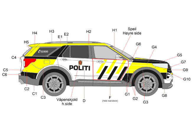 Uniformering av høyre side til Ford Explorer Politi