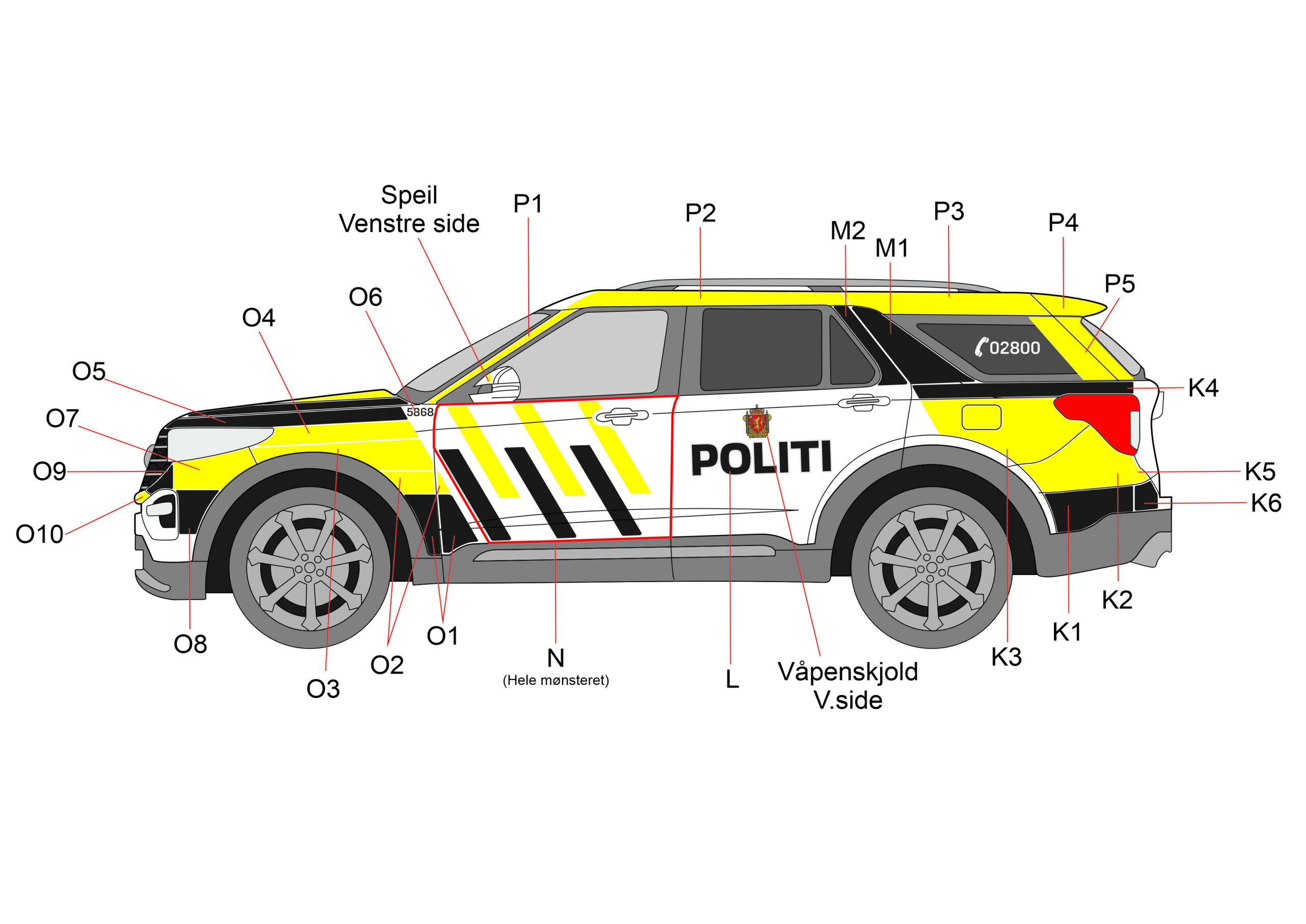 Uniformering av venstre side til Ford Explorer Politi